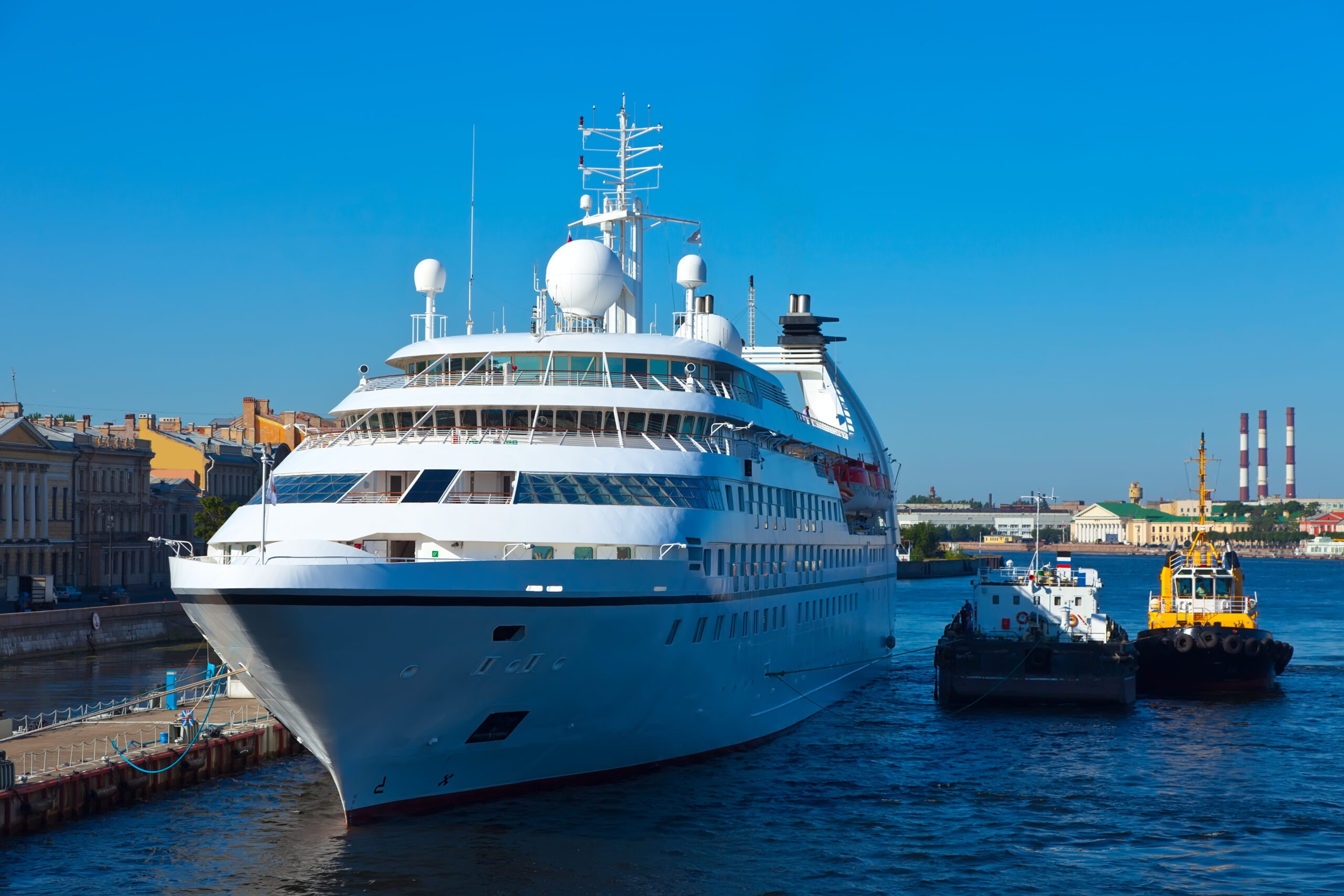 Moored cruise ship in the Monaco seaport